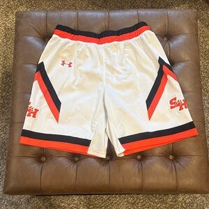 Under Armour Sam Houston White and Orange Athletic Shorts